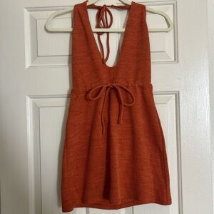 White fox Orange Halter Dress